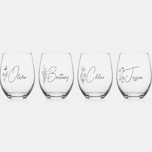 シンプルブモダンリパーソナライズされたデズメイドフローラ ステムなしワイングラス