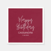 シンプルブモダンルグンディタイポグラフィ誕生日 スタンダードカクテルナプキン (正面)