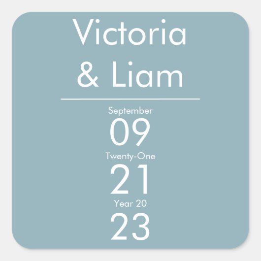 シンプルブモダンルー結婚式招待状 スクエアシール (正面)