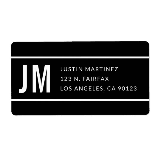 シンプルブモダンロとホワイトの差出人住所 ラベル (正面)