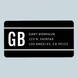 シンプルブモダンロとホワイトの差出人住所 ラベル