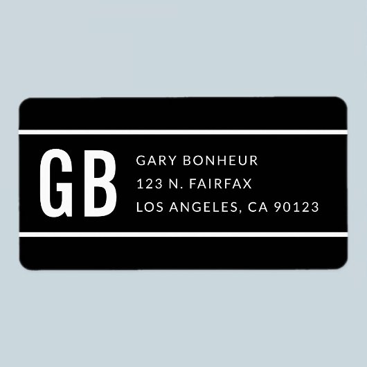 シンプルブモダンロとホワイトの差出人住所 ラベル