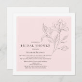 シンプルブライダルシャワーエレガントピンクホワイトフローラ 招待状 (正面/裏面)