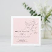 シンプルブライダルシャワーエレガントピンクホワイトフローラ 招待状 (スタンド正面)