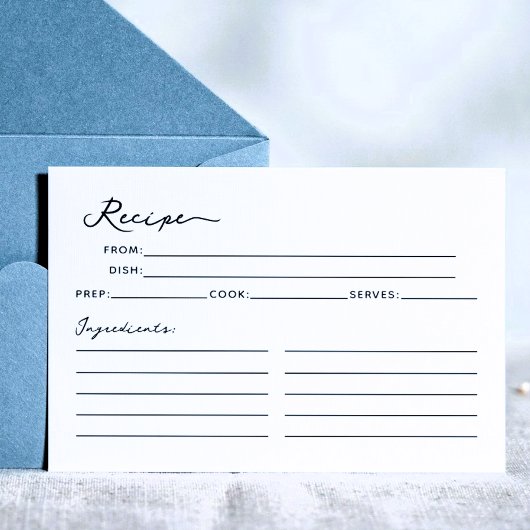 シンプルブライダルシャワーエレガントレシピカード