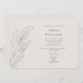 シンプルブライダルシャワーステムクリーム丸 招待状 (正面/裏面)