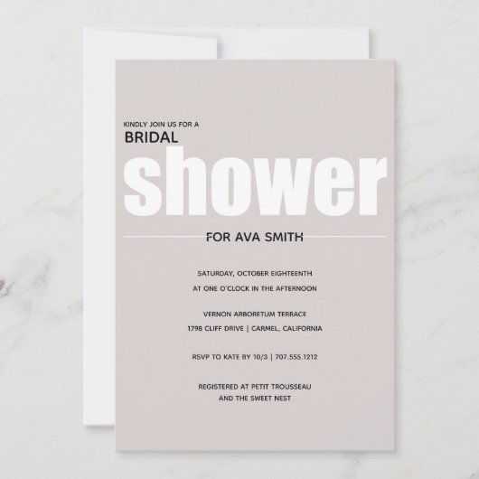 シンプルブライダルシャワーダスティピンク 招待状 (正面)