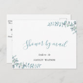 シンプルブライダルシャワーダスティブルーウォーター インビテーションポストカード (正面/裏面)
