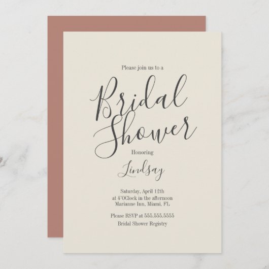 シンプルブライダルシャワート自然ーン招待状 招待状 (正面/裏面)