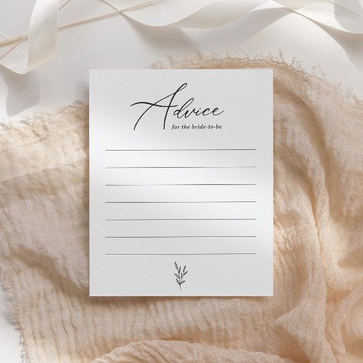 シンプルブライダルシャワーミニマルアドバイスカード