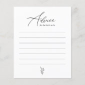 シンプルブライダルシャワーミニマルアドバイスカード (正面)