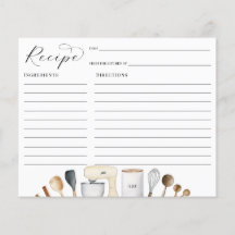 シンプルブライダルシャワーレシピカード