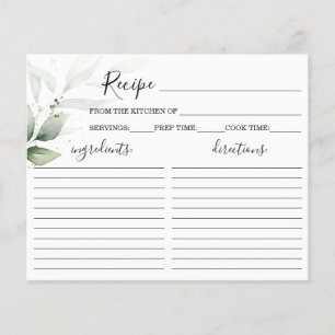 シンプルブライダルシャワーレシピカード