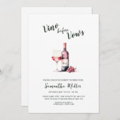 シンプルブライダルシャワーヴィノウィーヴュレッドワイン 招待状 (正面/裏面)