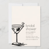 シンプルブライダルシャワー招待状とマルティニガラス 招待状 (正面)
