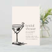シンプルブライダルシャワー招待状とマルティニガラス 招待状 (スタンド正面)