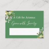 シンプルブライダルシャワー緑の緑を表示 エンクロージャーカード (裏面)