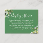 シンプルブライダルシャワー緑の緑を表示 エンクロージャーカード (正面)