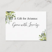 シンプルブライダルシャワー緑を白に表示 エンクロージャーカード (裏面)