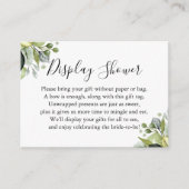 シンプルブライダルシャワー緑を白に表示 エンクロージャーカード (正面)