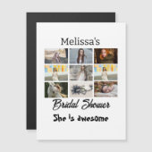 シンプルブライダルシャワー9パーソナライズされたフォトコラージュ マグネット招待状 (正面/裏面)