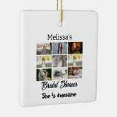 シンプルブライダルシャワー9光パーソナライズされたコラージュ セラミックオーナメント (右)