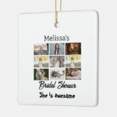 シンプルブライダルシャワー9光パーソナライズされたコラージュ セラミックオーナメント (左)