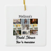 シンプルブライダルシャワー9光パーソナライズされたコラージュ セラミックオーナメント (正面)