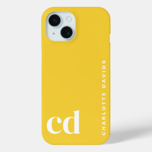 シンプルブライトイエローモノグラム iPhone 15ケース