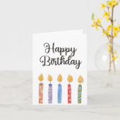 シンプルブライトカラフルハッピーバースデーキャンドル カード (黄色い花)