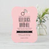 シンプルブライトダイヤモンドリングや輪ピンク結婚ズ 招待状 (スタンド正面)