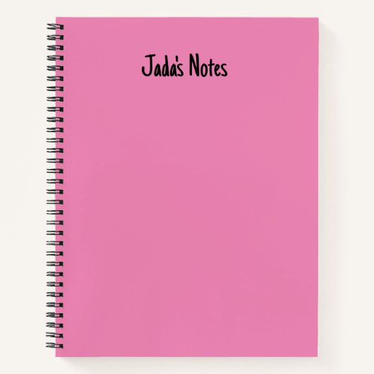 シンプルブライトピンク書個人名 ノートブック (正面)