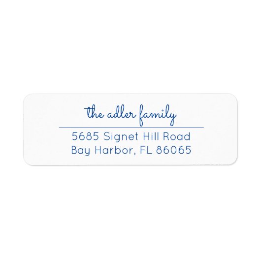 シンプルブライトブルー差出人住所ラベル ラベル (正面)