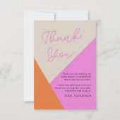 シンプルブライトモダンピンクオレンジトリカラー サンキューカード (正面)