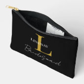 シンプルブライドメイド贈り物モノグラム、名前 アクセサリーポーチ (見開き)