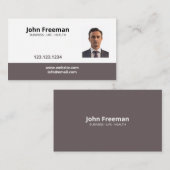 シンプルブラウンおよびホワイトフォト保険代理店 名刺 (正面/裏面)