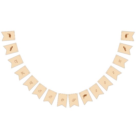 シンプルブラウンとベージュのカスタマイズ可能な卒業 バンティングフラッグ (全)