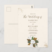 シンプルブラウンアンドクリームフローラ結婚ズ ポストカード (正面/裏面)