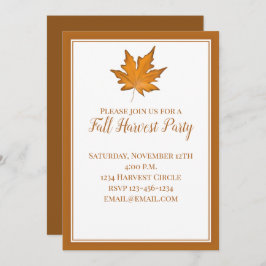 シンプルブラウンオータムメイプルリーフ 招待状