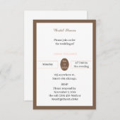 シンプルブラウンカスタマイズブライダルシャワー 招待状 (正面/裏面)