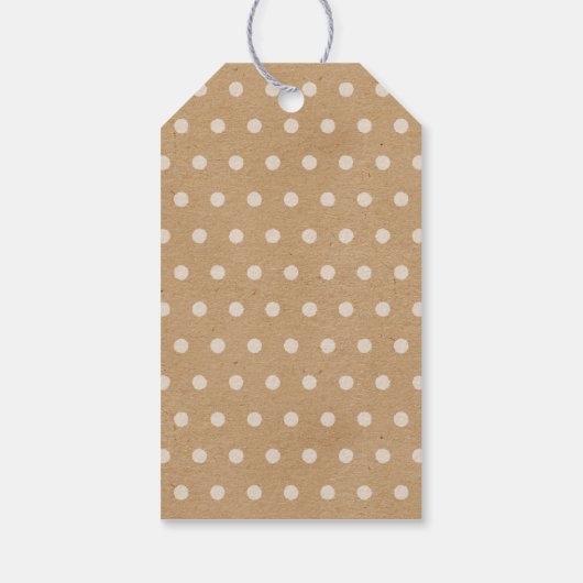 シンプルブラウンクラフト上のフェイク白い素朴ドット ギフトタグ (裏面)