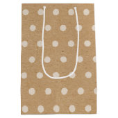 シンプルブラウンクラフト上のフェイク白い素朴ドット ミディアムペーパーバッグ (裏面)
