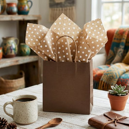 シンプルブラウンクラフト上のフェイク白い素朴ドット 薄葉紙