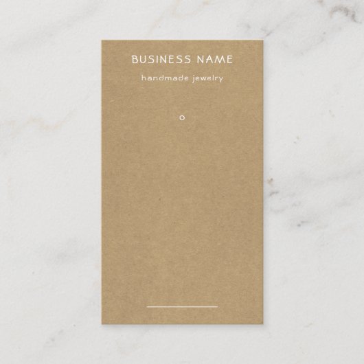 シンプルブラウンクラフト紙プリントイヤリング価格ラベル 名刺 (正面)