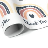シンプルブラウンシェードレインボーボーデザインありがとう ラッピングペーパー (ロールコーナー)