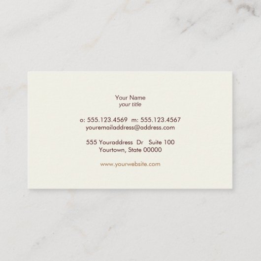 シンプルブラウンスエレガントエードルックセンターズ 名刺 (裏面)