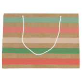 シンプルブラウンストライプクラフト上のクラシックパタフェイクーン ラージペーパーバッグ (正面)