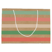 シンプルブラウンストライプクラフト上のクラシックパタフェイクーン ラージペーパーバッグ (裏面)