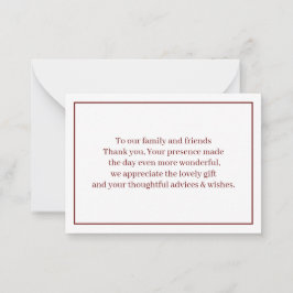 シンプルブラウンパーソナライズされたさん結婚ありがとう ノートカード