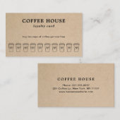 シンプルブラウンモダンキュート素朴コーヒー ロイヤリティカード (正面/裏面)